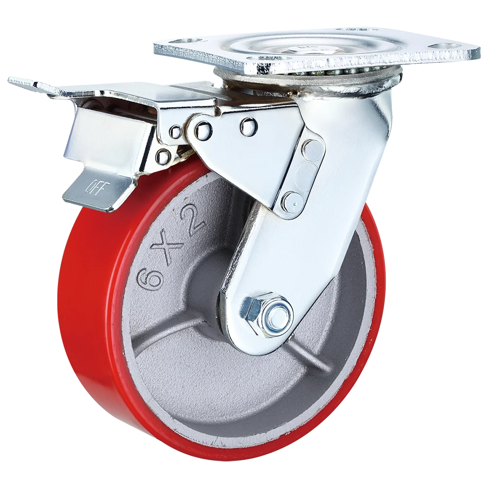 RED P.U. CASTER WHEEL HD (BREAK)